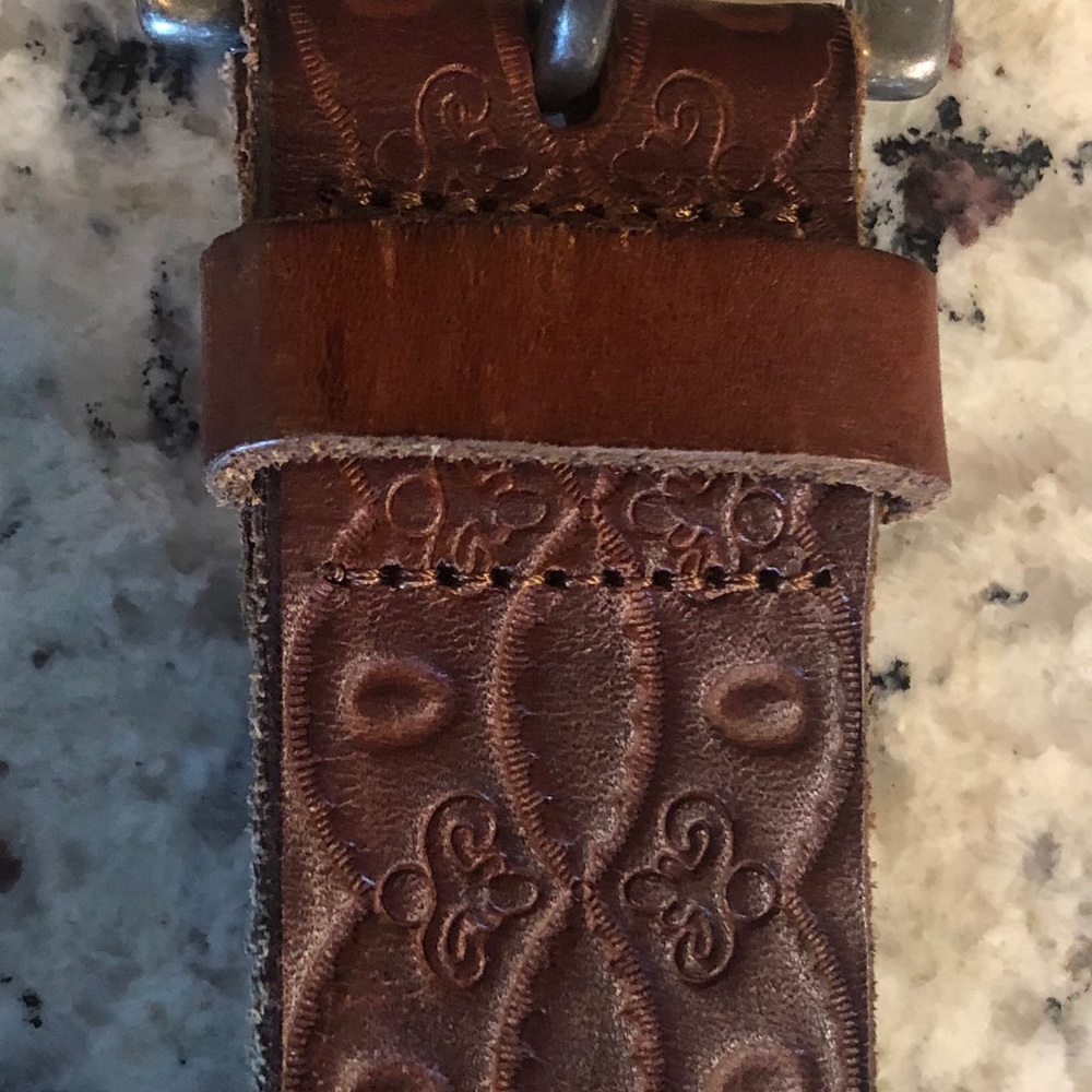 Beautiful Stamped Brown Genuine Leather Belt